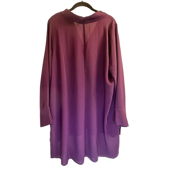 Eloquii Women’s Top 16 Purple Sheer Hi-Lo Long Sleeves - Picture 8 of 10